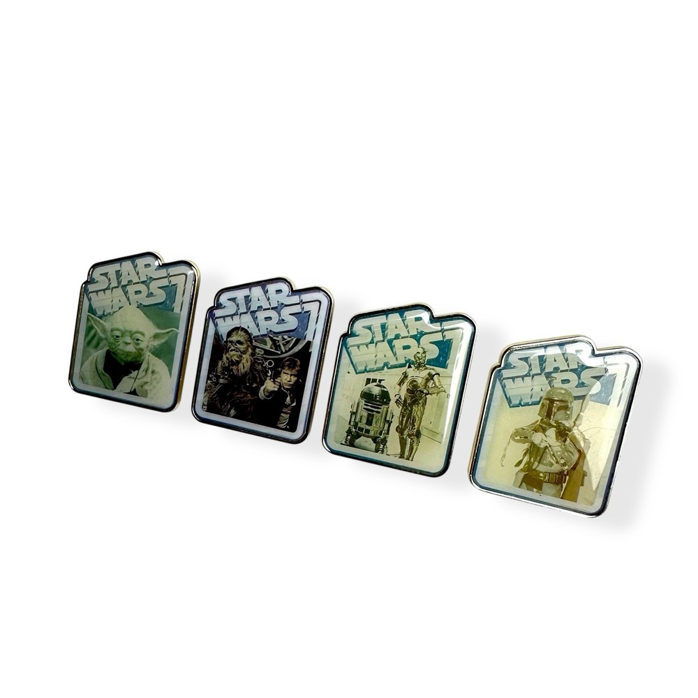 Disney Star Wars 4 Pin Lot Mystery Collection Yoda R2D2 C-3PO Han Solo Boba Fett